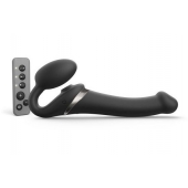 Черный безремневой страпон Multi Orgasm Size M с клиторальной стимуляцией - Strap-on-me - купить с доставкой в Сургуте