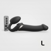 Черный безремневой страпон Multi Orgasm Size L с клиторальной стимуляцией - Strap-on-me - купить с доставкой в Сургуте