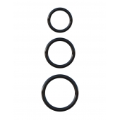 Набор из трех черных эрекционных колец Silicone 3-Ring Stamina Set - Pipedream - в Сургуте купить с доставкой
