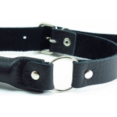 Черный кожаный кляп-трензель на кольцах - БДСМ Арсенал - купить с доставкой в Сургуте