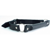 Черный кожаный кляп-трензель на кольцах - БДСМ Арсенал - купить с доставкой в Сургуте