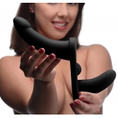 Черный вибрострапон Double Take 10X Double Penetration Vibrating Strap-on Harness - XR Brands - купить с доставкой в Сургуте