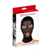 Черная сетчатая маска на голову с отверстиями для глаз и рта - Fetish Tentation - купить с доставкой в Сургуте