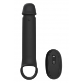Черная насадка-удлинитель с вибрацией Vibrating Extender With Remote - Dream Toys - в Сургуте купить с доставкой