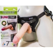 Страпон-унисекс с двумя насадками UNI strap 7  Harness - 19 и 16 см. - LOVETOY (А-Полимер) - купить с доставкой в Сургуте