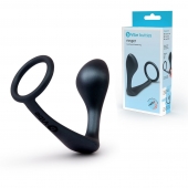 Черное эрекционное кольцо со стимулятором простаты Ringer Cock Ring   Plug - b-Vibe - в Сургуте купить с доставкой