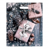 Новогодний пакет с принтом в виде подарков и вырубной ручкой (45х38 см) - Сима-Ленд - купить с доставкой в Сургуте