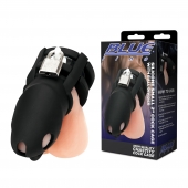 Черная клетка для пениса Silicone Small 2 in Cock Cage With Ball Divider - BlueLine - купить с доставкой в Сургуте