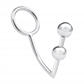 Кольцо на пенис с анальным стимулятором Two Bead Stainless Steel Anal Hook   Cock Ring - BlueLine - в Сургуте купить с доставкой