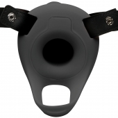 Черный полый страпон с вибрацией 2’’ Erection 28X Smooth Vibrating Silicone Penis Sheath - XR Brands - купить с доставкой в Сургуте