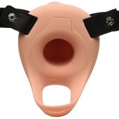 Телесный полый страпон 2  Erection 28X Smooth Vibrating Silicone Penis Sheath - 16 см. - XR Brands - купить с доставкой в Сургуте