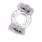 Прозрачное виброкольцо с двумя вибропульками - Toyfa Basic - в Сургуте купить с доставкой