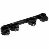 Черная распорка с манжетами для рук и ног Deluxe Rigid Spreader Bar - XR Brands - купить с доставкой в Сургуте
