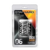 Прозрачная насадка с объёмными чёрточками STAY HARD COCK SLEEVE 06 CLEAR - Blush Novelties - в Сургуте купить с доставкой
