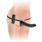 Черный страпон с вагинальной пробкой Deluxe Vibrating Penetrix Strap-On - 19 см. - Pipedream - купить с доставкой в Сургуте