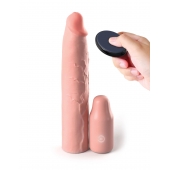Телесная вибронасадка на член 3  Vibrating Mega X-tension with Remote - 22,9 см. - Pipedream - в Сургуте купить с доставкой