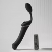 Черный безремневой вибрострапон Strap-On-Me Multi Orgasm Size XL - Strap-on-me - купить с доставкой в Сургуте