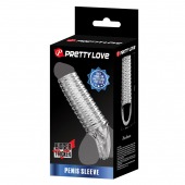 Прозрачная насадка на пенис с ребрышками и подхватом мошонки - Baile - в Сургуте купить с доставкой