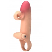 Телесная вибронасадка на пенис с подхватом мошонки - 20 см. - Baile - в Сургуте купить с доставкой