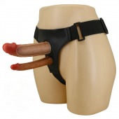 Темно-бежевый фаллопротез для двойного проникновения - 17,5 см. - Baile - купить с доставкой в Сургуте