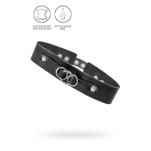 Черный чокер-ошейник со связанными кольцами на подложке - Pecado - купить с доставкой в Сургуте