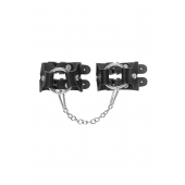 Черные кожаные наручники-браслеты из двух ремешков - Pecado - купить с доставкой в Сургуте