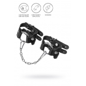 Черные кожаные наручники-браслеты из двух ремешков - Pecado - купить с доставкой в Сургуте