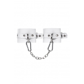 Белые мягкие кожаные наручники с люверсами - Pecado - купить с доставкой в Сургуте