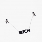 Зажимы на соски с кожаной подвеской Bitch - Crazy Handmade - купить с доставкой в Сургуте