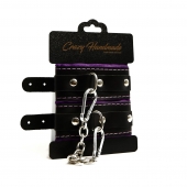 Черно-фиолетовые скругленные наручники с мягкой подкладкой - Crazy Handmade - купить с доставкой в Сургуте