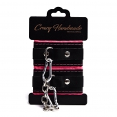 Черно-розовые скругленные наручники с мягкой подкладкой - Crazy Handmade - купить с доставкой в Сургуте