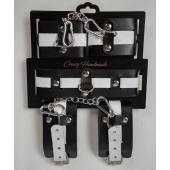 Набор фиксаторов из черной и белой натуральной кожи - Crazy Handmade - купить с доставкой в Сургуте