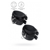 Черные кожаные оковы с двумя перекрёстными ремешками - Pecado - купить с доставкой в Сургуте