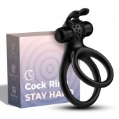 Черное эрекционное виброкольцо с подхватом мошонки Stay Hard - Boys of Toys - в Сургуте купить с доставкой