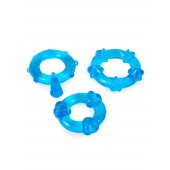 Набор из 3 синих эрекционных колец с различным рельефом - Erowoman-Eroman - в Сургуте купить с доставкой