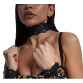 Черный ажурный чокер с золотистой фурнитурой - Crazy Handmade - купить с доставкой в Сургуте