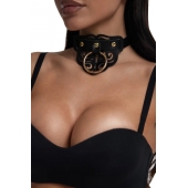 Черный чокер с клепками и золотистой фурнитурой - Crazy Handmade - купить с доставкой в Сургуте