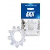 Прозрачное эрекционное кольцо со стимулирующими шариками - Sex Expert - в Сургуте купить с доставкой