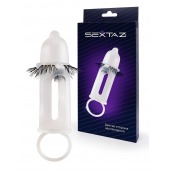 Эластичная насадка на пенис с подхватом мошонки и стимулирующими «ресничками» - Sextaz - в Сургуте купить с доставкой