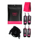 Черно-розовый эротический набор: фиксатор, оковы, наручники, повязка - Erokay - купить с доставкой в Сургуте