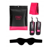 Черно-розовый эротический набор: маска, наручники и повязка - Erokay - купить с доставкой в Сургуте