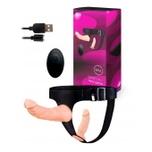 Женский страпон с 2 насадками, вибрацией и пультом ДУ - Erowoman-Eroman - купить с доставкой в Сургуте