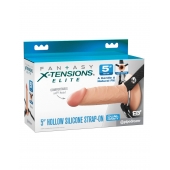 Телесный пустотелый фаллопротез 5’’ Hollow Silicone Strap-On - 14 см. - Pipedream - купить с доставкой в Сургуте