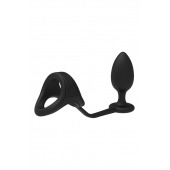 Черное эрекционное кольцо с анальной пробкой Cockstrap With Anal Plug - Dream Toys - в Сургуте купить с доставкой
