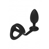 Черное эрекционное кольцо с анальной пробкой Cockstrap With Anal Plug - Dream Toys - в Сургуте купить с доставкой