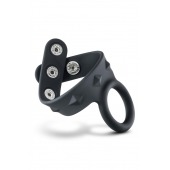 Черное эрекционное кольцо с подхватом мошонки на кнопках VS6 - Blush Novelties - в Сургуте купить с доставкой