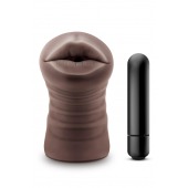 Коричневый мастурбатор-ротик Krystal Vibrating Masturbator - Blush Novelties - в Сургуте купить с доставкой
