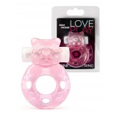 Розовое эрекционное виброкольцо в форме мишки - 1137 - в Сургуте купить с доставкой