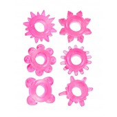 Набор из 6 розовых эрекционных колец с различным рельефом - Erowoman-Eroman - в Сургуте купить с доставкой