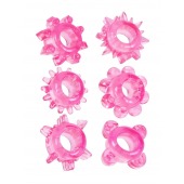 Набор из 6 розовых эрекционных колец с различным рельефом - Erowoman-Eroman - в Сургуте купить с доставкой